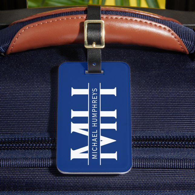 Personalized Monogram Blue Luggage Tag (Front Insitu 2)