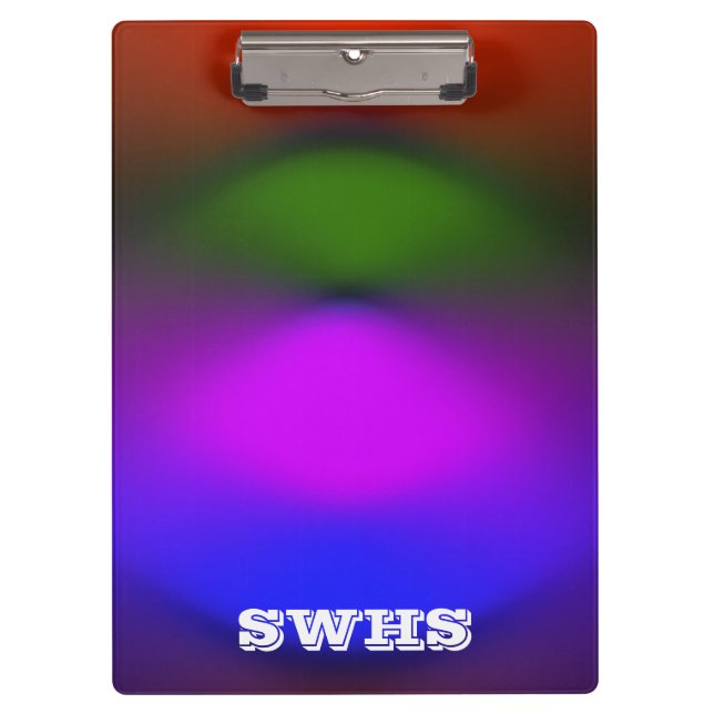 Personalized Monogram Blue, Purple, Green & Orange Clipboard (Front)