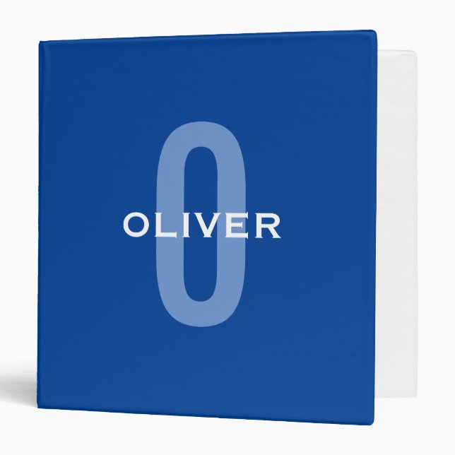 Personalized Monogram Blue White Name 3 Ring Binder (Front/Inside)