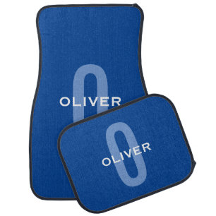 Personalized Monogram Blue White Name Car Floor Mat
