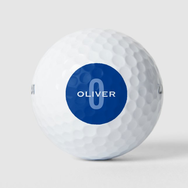 Personalized Monogram Blue White Name Golf Balls (Front)