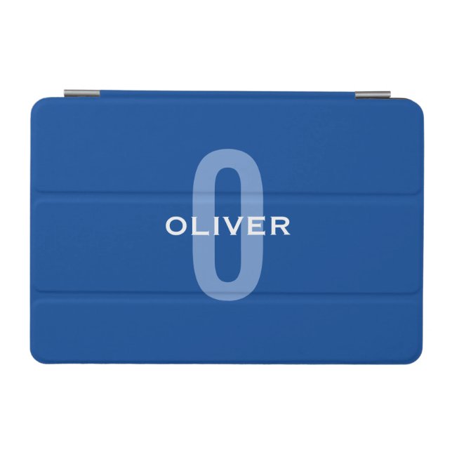 Personalized Monogram Blue White Name iPad Mini Cover (Horizontal)
