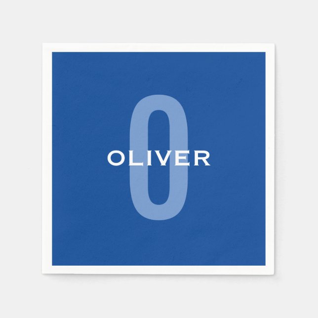 Personalized Monogram Blue White Name Napkins (Front)