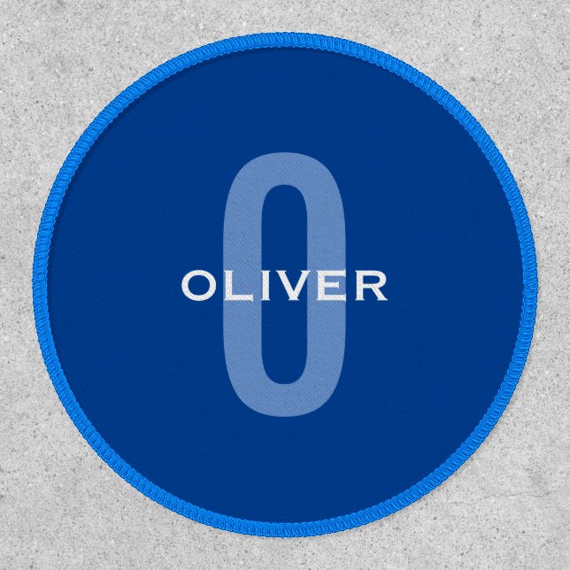 Personalized Monogram Blue White Name Patch (Front)
