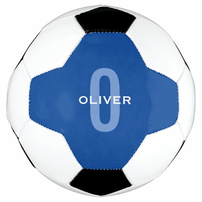 Personalized Monogram Blue White Name Soccer Ball (Front)
