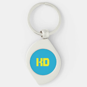Personalized Monogram Blue, Yellow Keychain
