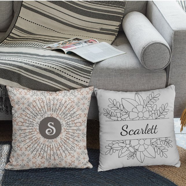 Personalized Monogram Boho  mystic style Throw Pillow (Creator Uploaded)