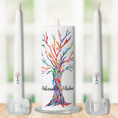 Personalized Monogram Botanical Wedding  Unity Candle Set