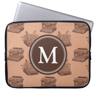 Personalized Monogram Brown Vintage Typewriter Laptop Sleeve