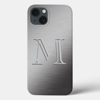 Personalized Monogram Brushed Metal Looking iPhone 13 Case