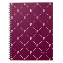Personalized Monogram, Burgundy Geometric Pattern