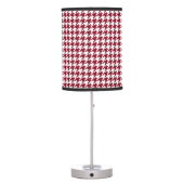 Personalized Monogram Burgundy Houndstooth Pattern Table Lamp (Back)