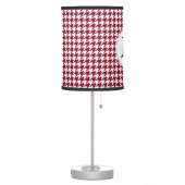 Personalized Monogram Burgundy Houndstooth Pattern Table Lamp (Left)