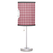 Personalized Monogram Burgundy Houndstooth Pattern Table Lamp (Right)
