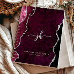 Personalized Monogram Burgundy Silver Agate 2025 Planner<br><div class="desc">This elegant 2025 planner features a burgundy red watercolor agate design trimmed with silver faux glitter. Personalize it with her monogram initials in trendy silver gray script lettering,  along with her name and the year in sans serif font.</div>