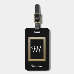 Personalized Monogram Business Gold Black Luggage Tag
