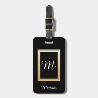 Personalized Monogram Business Gold Black Luggage Tag