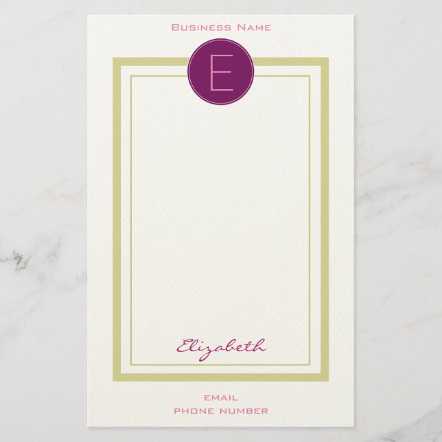 Personalized Monogram Business Stationery (Front)
