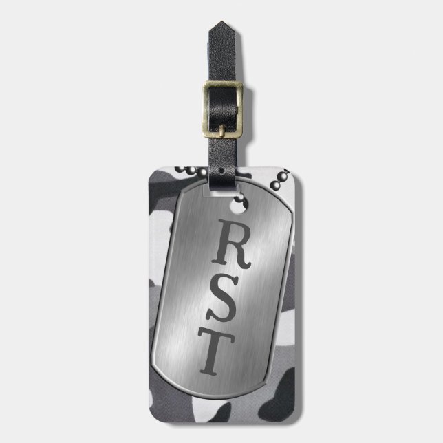 Personalized Monogram Camouflage Military Dog Tags (Front Vertical)