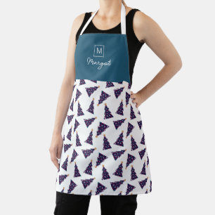 Personalized Monogram Checkered Christmas Tree Apron