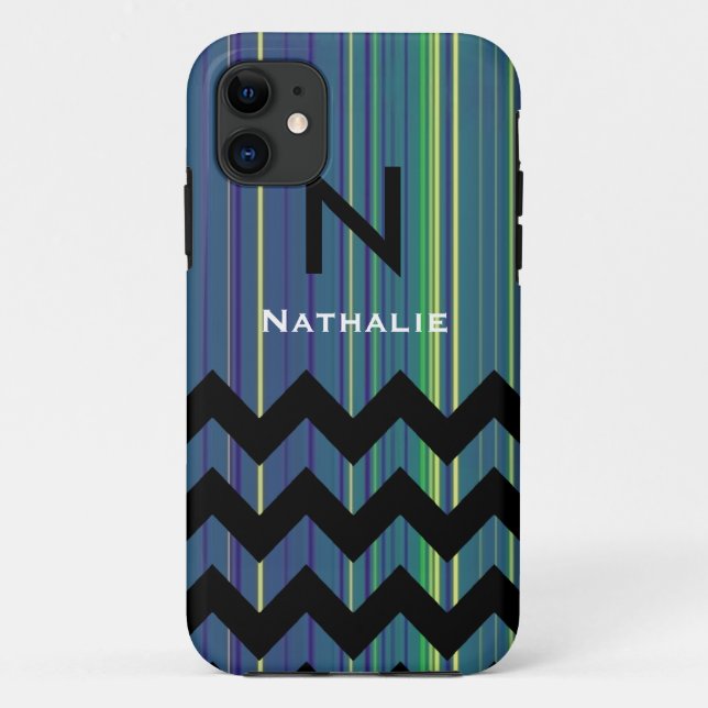 personalized monogram chevron & lines Case-Mate iPhone case (Back)