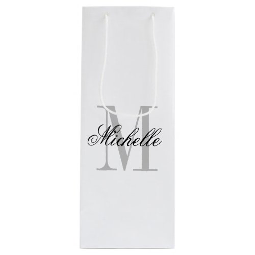 Personalized monogram chic wine bottle gift bags