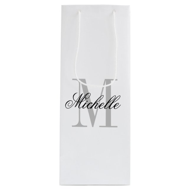 Personalized monogram chic wine bottle gift bags (Front)