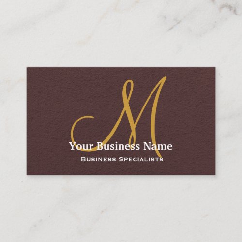 Personalized Monogram Chocolate Brown  Simple Business Card