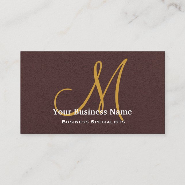 Personalized Monogram Chocolate Brown  Simple Business Card (Front)