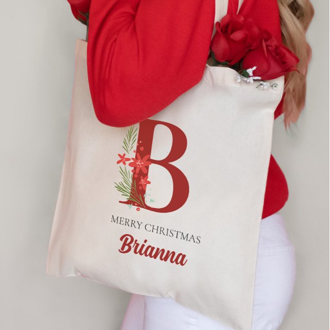 Personalized Monogram Christmas Present Tote Bag (Creator Uploaded)
