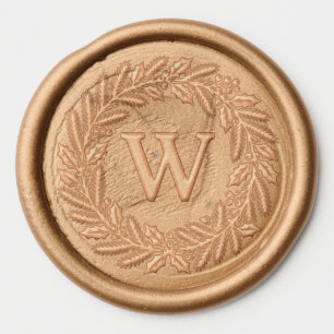 Personalized Monogram Christmas Wreath Wax Seal Sticker