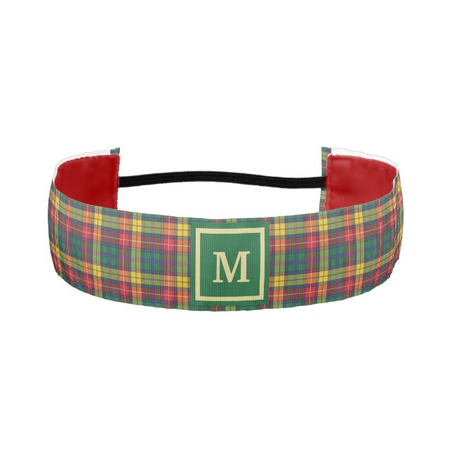 Personalized Monogram Clan Buchanan Plaid Tartan Athletic Headband (Front)