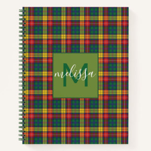 Personalized Monogram Clan Buchanan Tartan Plaid Notebook