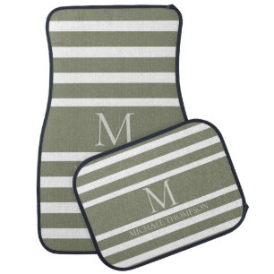 Personalized Monogram Classic Stripes Car Floor Mat