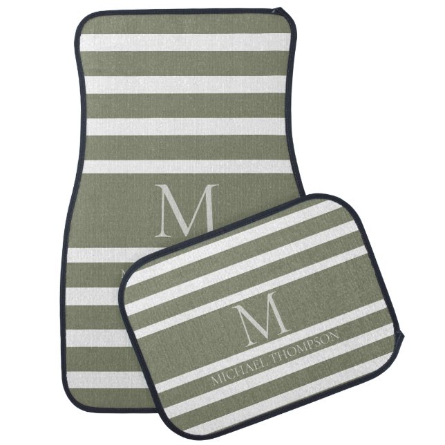 Personalized Monogram Classic Stripes Car Floor Mat (Set)