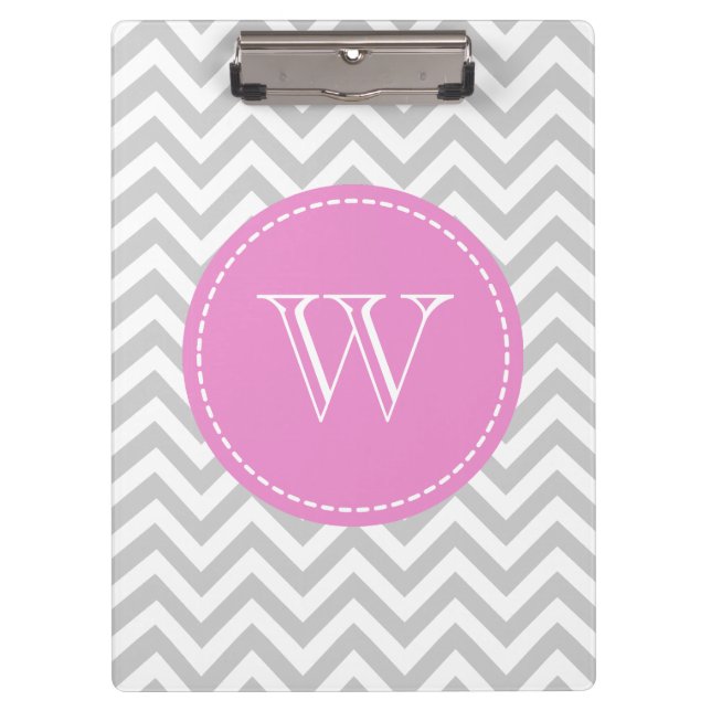 Personalized monogram clipboard with gray chevron (Front)