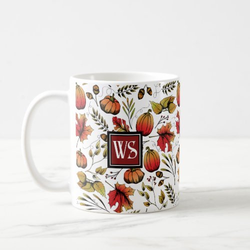 Personalized Monogram Colorful Autumn Harvest  Coffee Mug