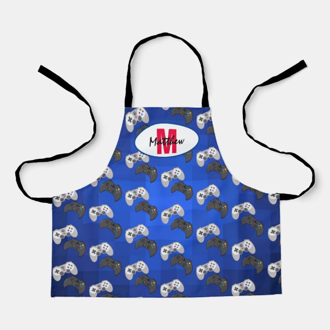 Personalized Monogram Colorful Kids Gamers Apron (Front)