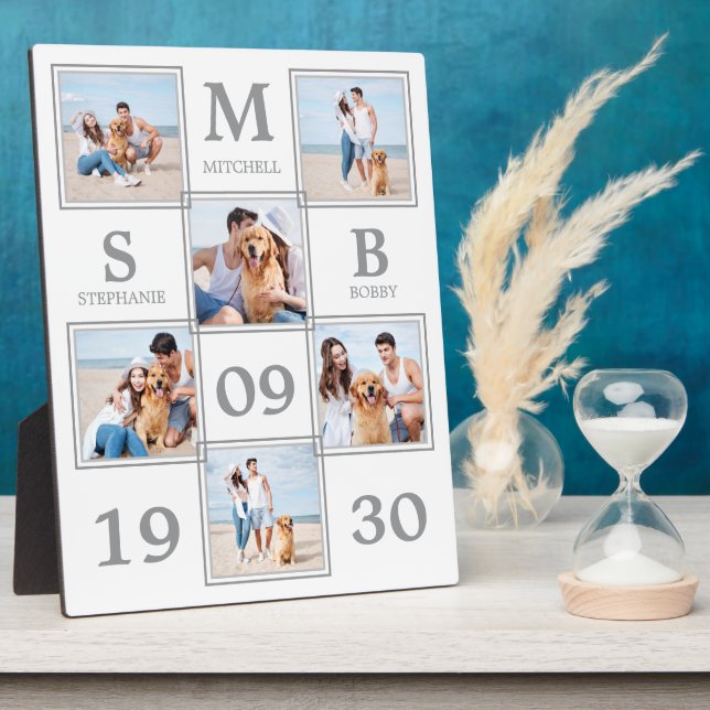 Personalized Monogram Couple Photo Collage Plaque (Side)