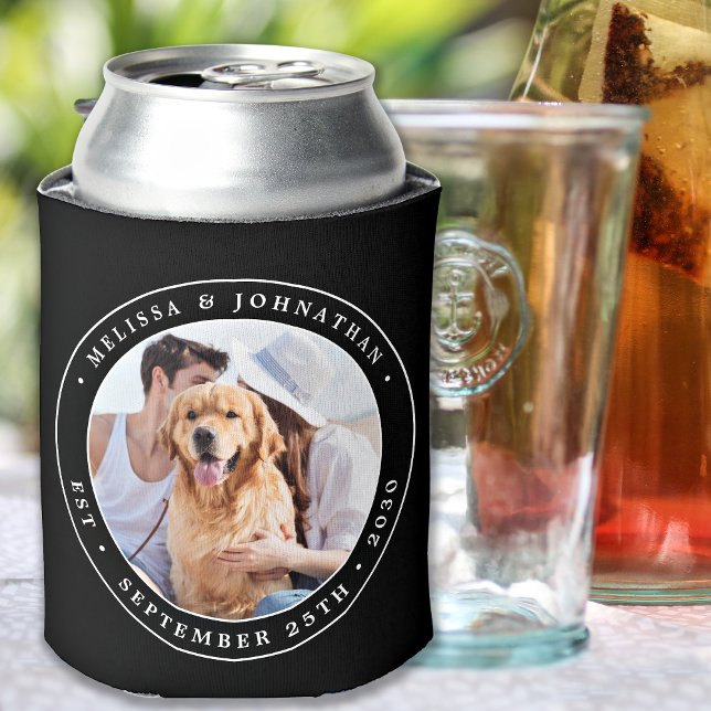 Personalized Monogram Couple Photo Wedding Can Cooler (Creator Uploaded)
