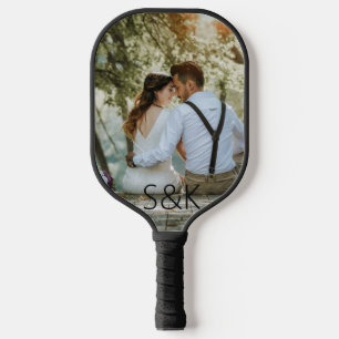 Personalized Monogram Couple Wedding Photo Pickleball Paddle