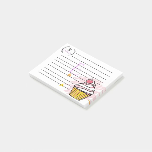 Personalized  Monogram Cupcake Post-It Notes (Angled)