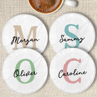 Personalized Monogram Custom Initial Name 4 Family Coaster Set