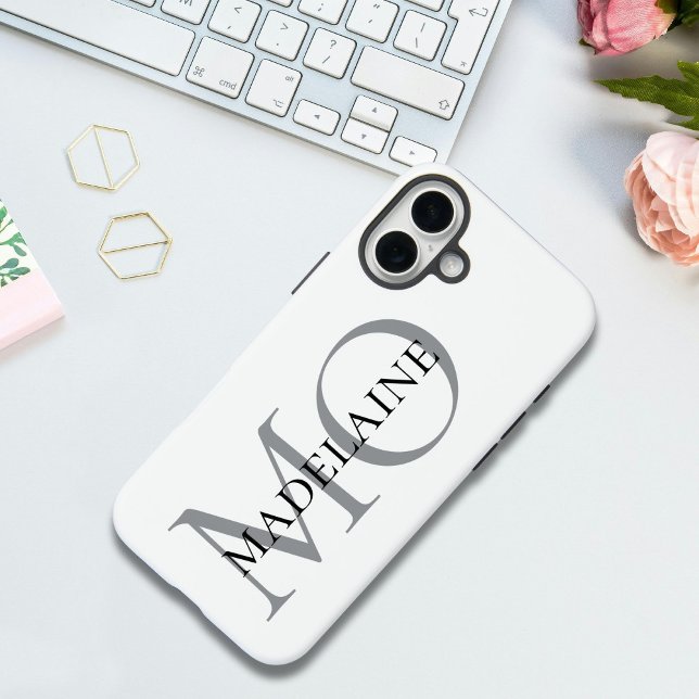 Personalized Monogram Custom Name Black & White Case-Mate iPhone Case (Creator Uploaded)