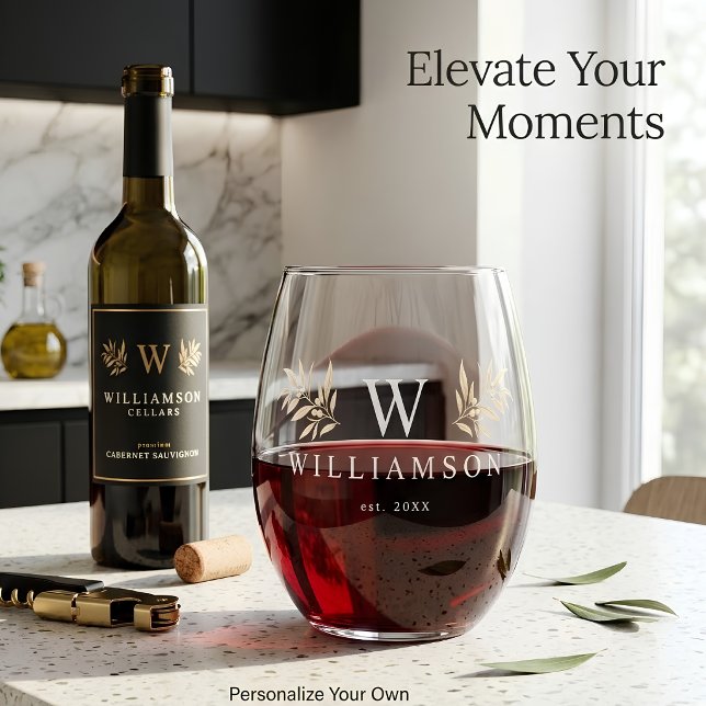 Personalized Monogram Custom Name Stemless Wine Glass (Creator Uploaded)