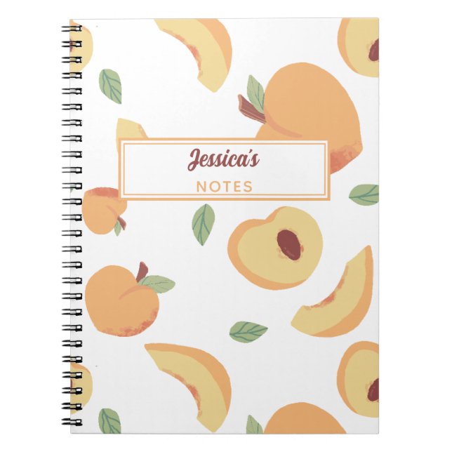 Personalized Monogram Cute Peaches Modern Gift Notebook (Front)