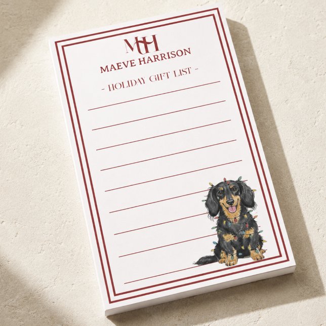 Personalized Monogram Dachshund Holiday Gift List Post-it Notes (Creator Uploaded)