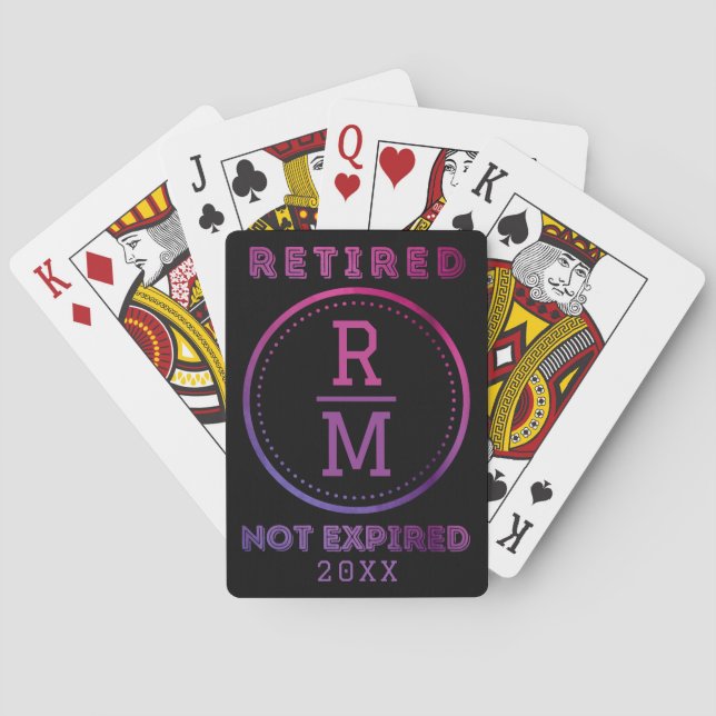 Personalized Monogram Date Retirement Favor Guest Poker Cards (Back)