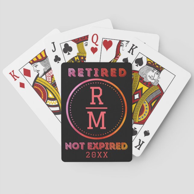 Personalized Monogram Date Retirement Favor Guest Poker Cards (Back)