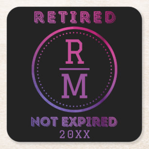 Personalized Monogram Date Retirement Favor Guests Square Paper Coaster